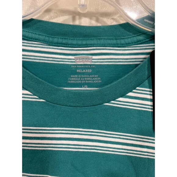 Levi’s Mens Red Tag Striped Relaxed T-shirt Shirt White Teal Size Medium‎ NWT - Picture 2 of 8
